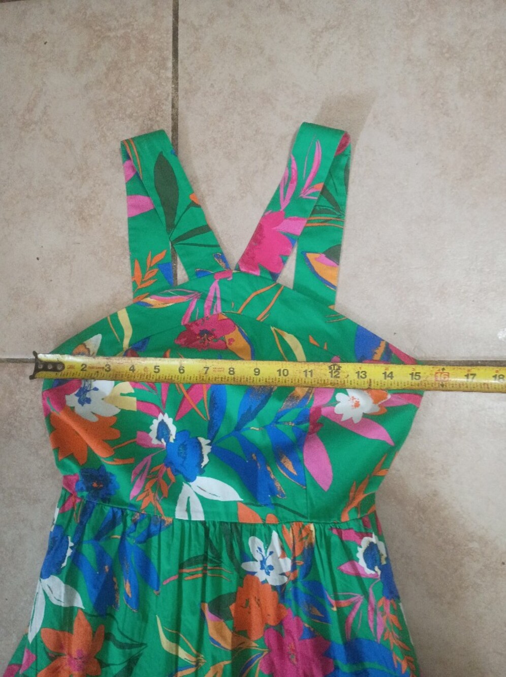 J. Crew Green Floral Halter Midi Dress with Pink, Blue & Orange Accents - Picture 13 of 15